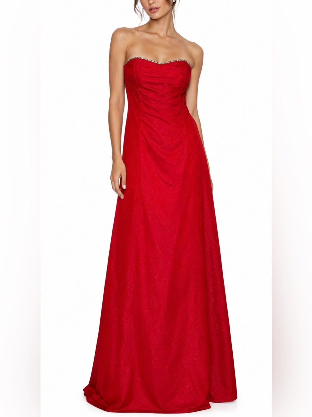 Vintage Y2K Gunne Sax Jessica McClintock A-Line Rhinestone Red Glitter Dress 3